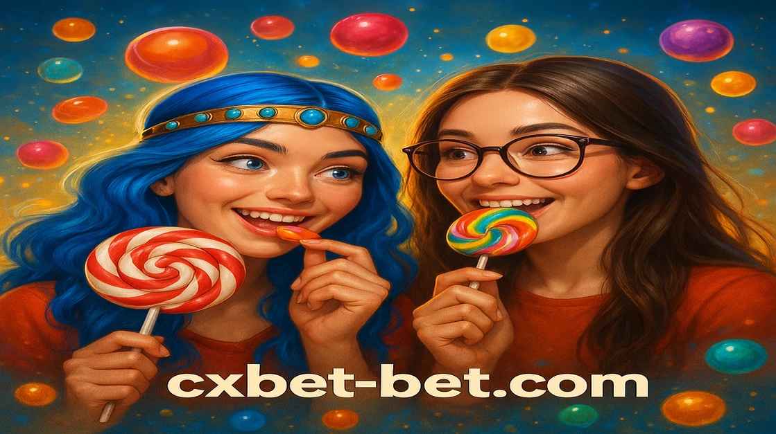 cxbet এ দুই কার্টুন মেয়ে ললিপপ ও রঙিন ক্যান্ডি চারদিকে উড়ে ছড়িয়ে পড়ছে, নীচে সুইট বোনাঞ্জা লেখা আছে।